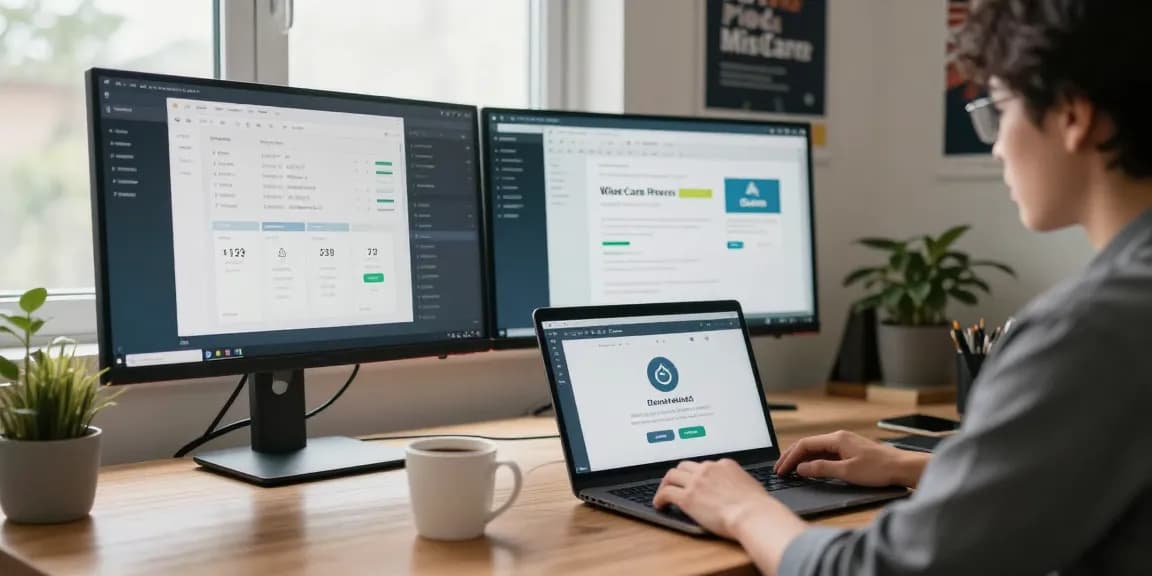 User optimizing PC performance with Wise Care through rokok88 link alternatif in modern office.