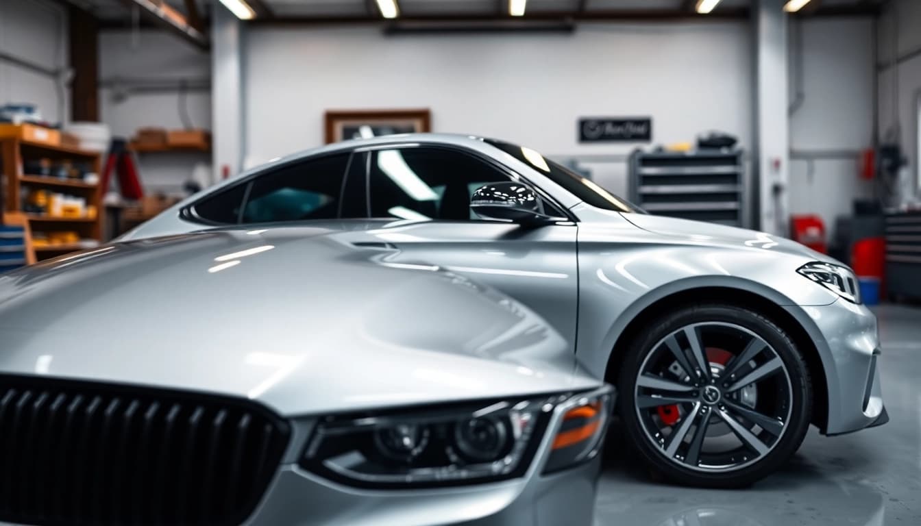 Enhance your vehicle with paint protection film near me, showcased on a professionally detailed car.