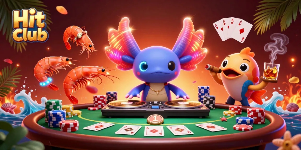 Experience the excitement of the Hit club with engaging poker gameplay featuring vibrant characters.