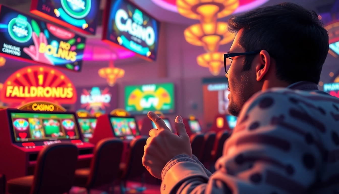 Neue casino bonus ohne einzahlung highlighted in an engaging casino scene with vibrant graphics.