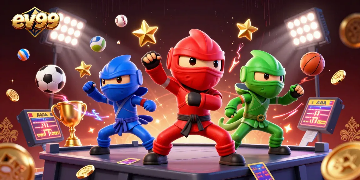 ev99 captures the excitement of gaming with a lively scene featuring chameleons and dynamic casino elements.