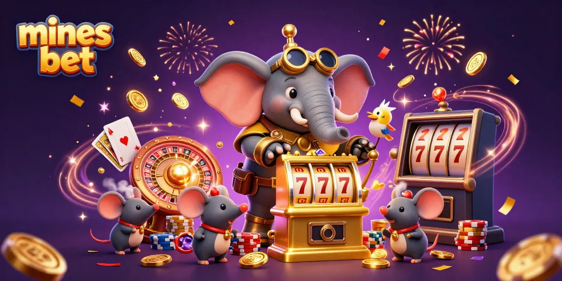 Experience high-energy Mines bet excitement with a dynamic steampunk casino scene featuring characters, games, and treasures.