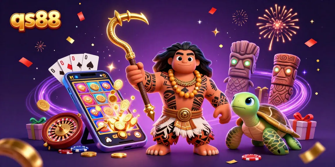 Spin to win with qs88 as a majestic hawk and turtle guide you through an enchanting casino adventure.
