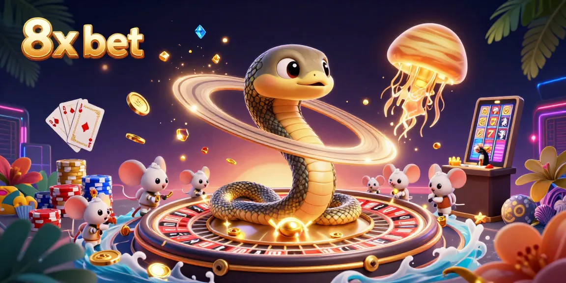Experience thrilling bets at 8x bet with a cosmic casino scene, featuring unique gambling elements.
