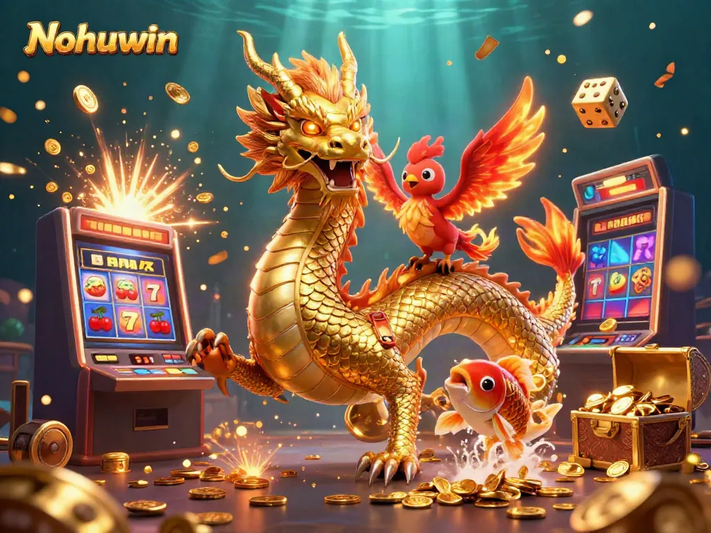 Experience thrilling gameplay at Nohuwin with the majestic dragon and colorful slots.