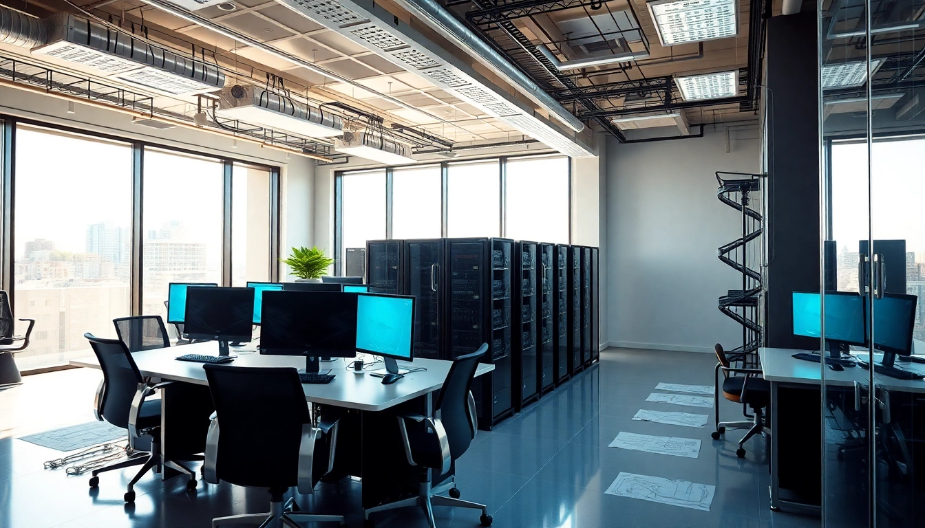 Engaging visual depicting adult hosting solutions in a modern office environment.