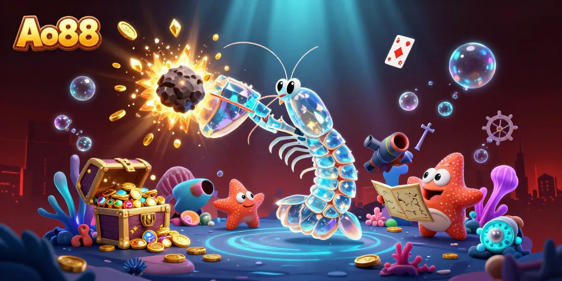 Ao88 immerses players in a vibrant casino world, showcasing thrilling gaming action and underwater treasures.