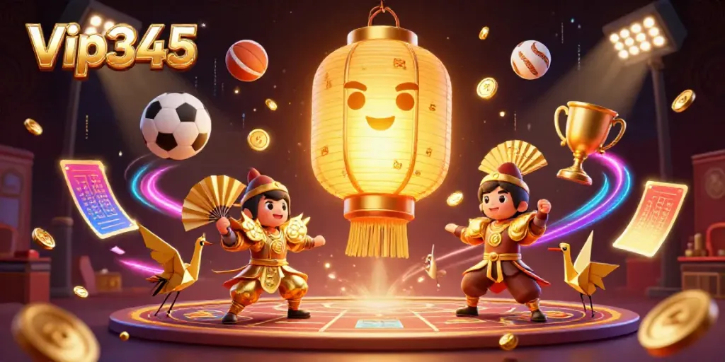 Experience immersive gameplay with Vip345 featuring golden symbols, dynamic sports elements and festive ambiance.