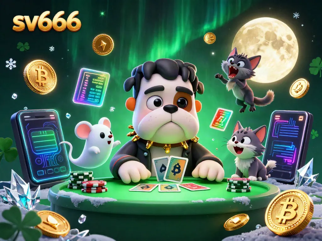 Experience thrilling gaming action at sv666 with a vibrant 3D casino scene featuring unique characters and coins.