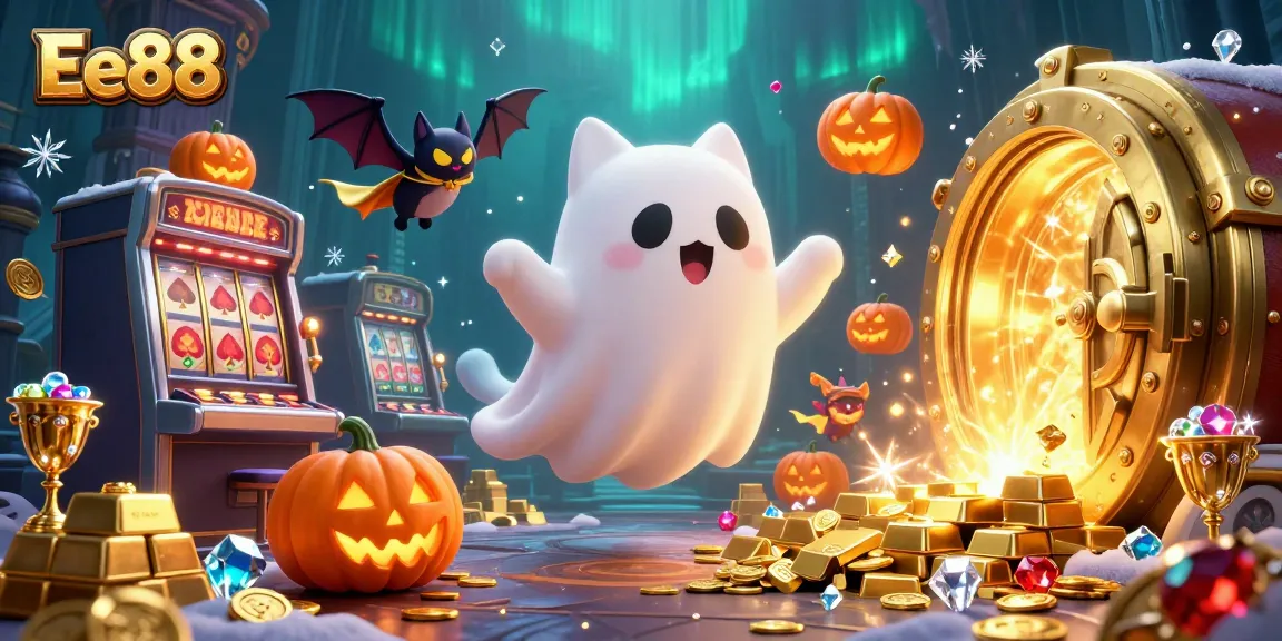 Engage in thrilling gaming experiences at Ee88 with friendly ghost cat and treasures.