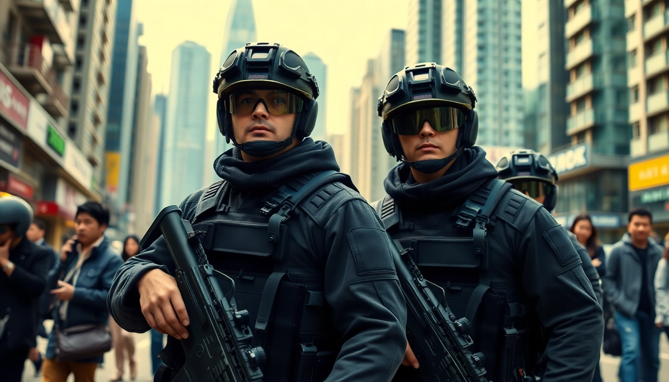 Close protection Hong Kong team safeguarding clients in a bustling urban setting.