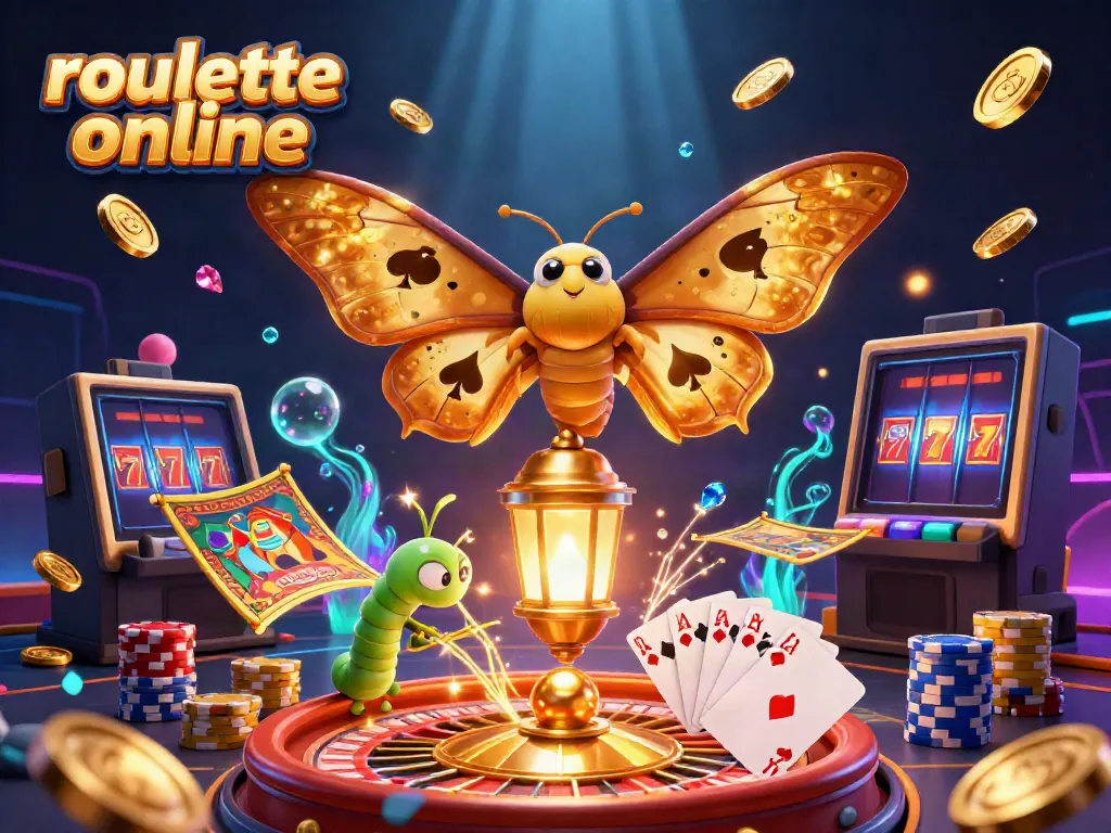 Experience the thrill of roullete online with a vibrant 3D scene featuring dynamic casino elements.