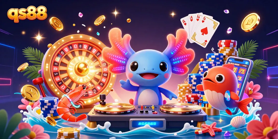 qs88 engages players with an exciting casino adventure featuring dynamic 3D characters, vibrant colors, and thrilling game elements.