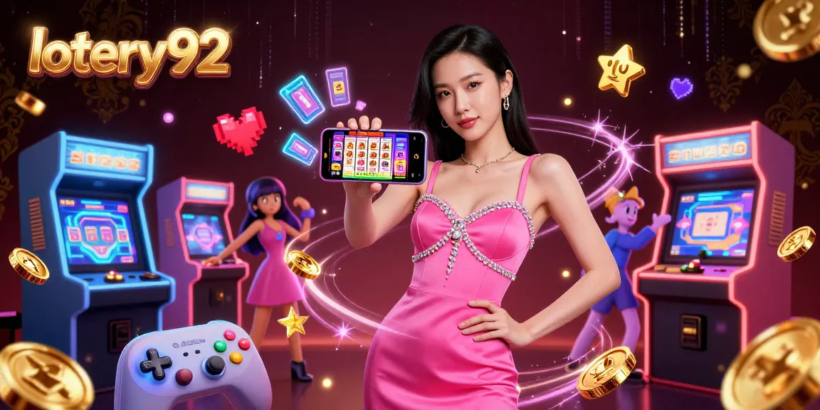 Play exciting lottery games with lotery92 in a vibrant 3D casino scene full of energy.
