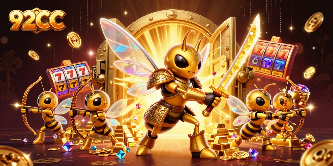 Engage in thrilling casino adventures with 92CC's vibrant, dynamic 3D illustration of a samurai hornet and bee archers!