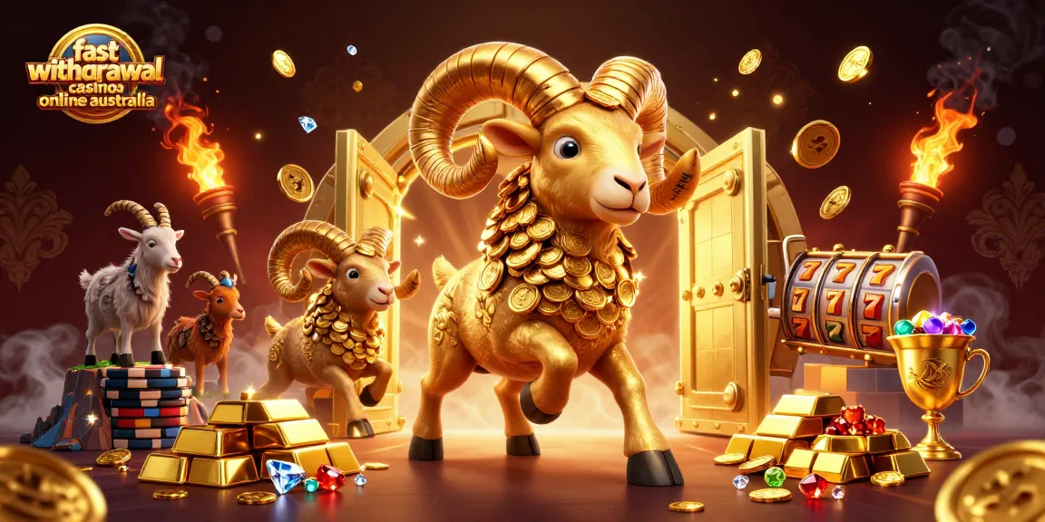 Celebrate wins at fast withdrawal casinos online Australia with the golden ram charging through wealth and excitement.