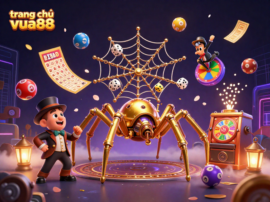 Engage with dynamic games at trang chủ vua88, featuring vibrant casino elements and playful characters.
