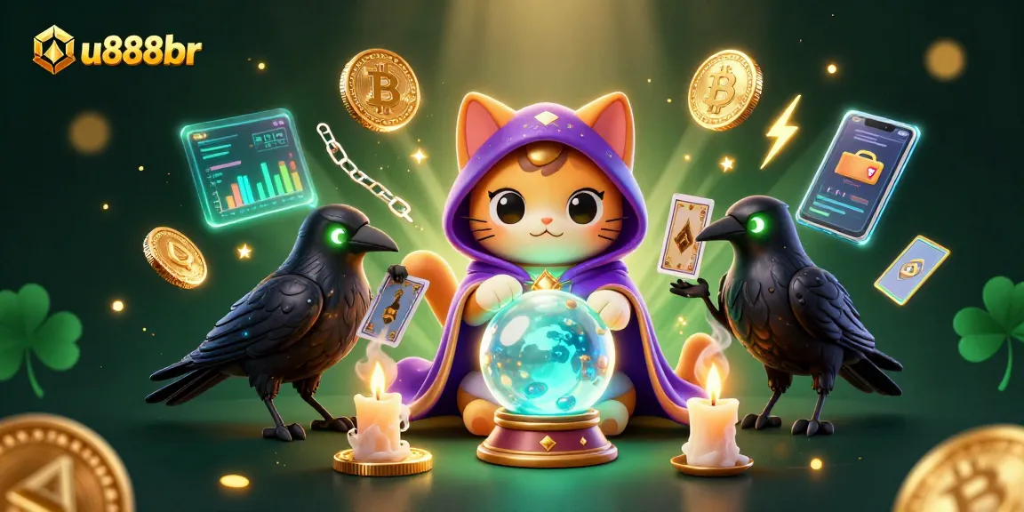 Experience the thrill of u888br's online betting with a mystical casino-themed illustration.