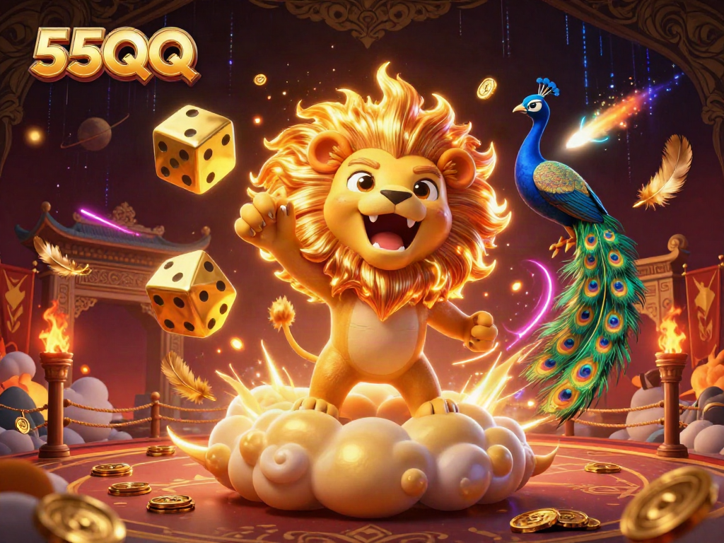 Experience thrilling gameplay with 55QQ in an exciting 3D casino-inspired scene.