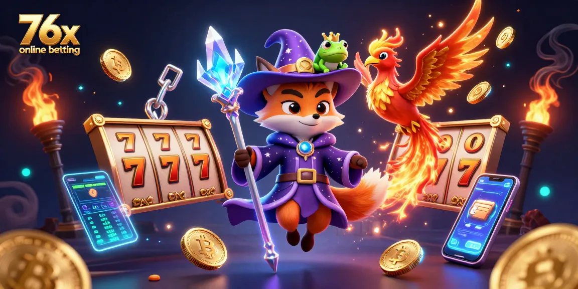 Experience thrilling gameplay with 76x online betting, featuring mystical characters and vibrant game elements.