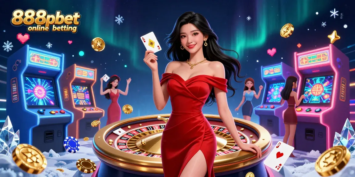 Engage in 888pbet online betting with a vibrant scene showcasing a beautiful woman at a roulette wheel.