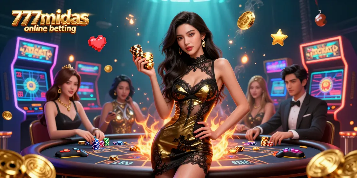 Engage in 777midas online betting at an exclusive VIP baccarat table filled with golden chips.