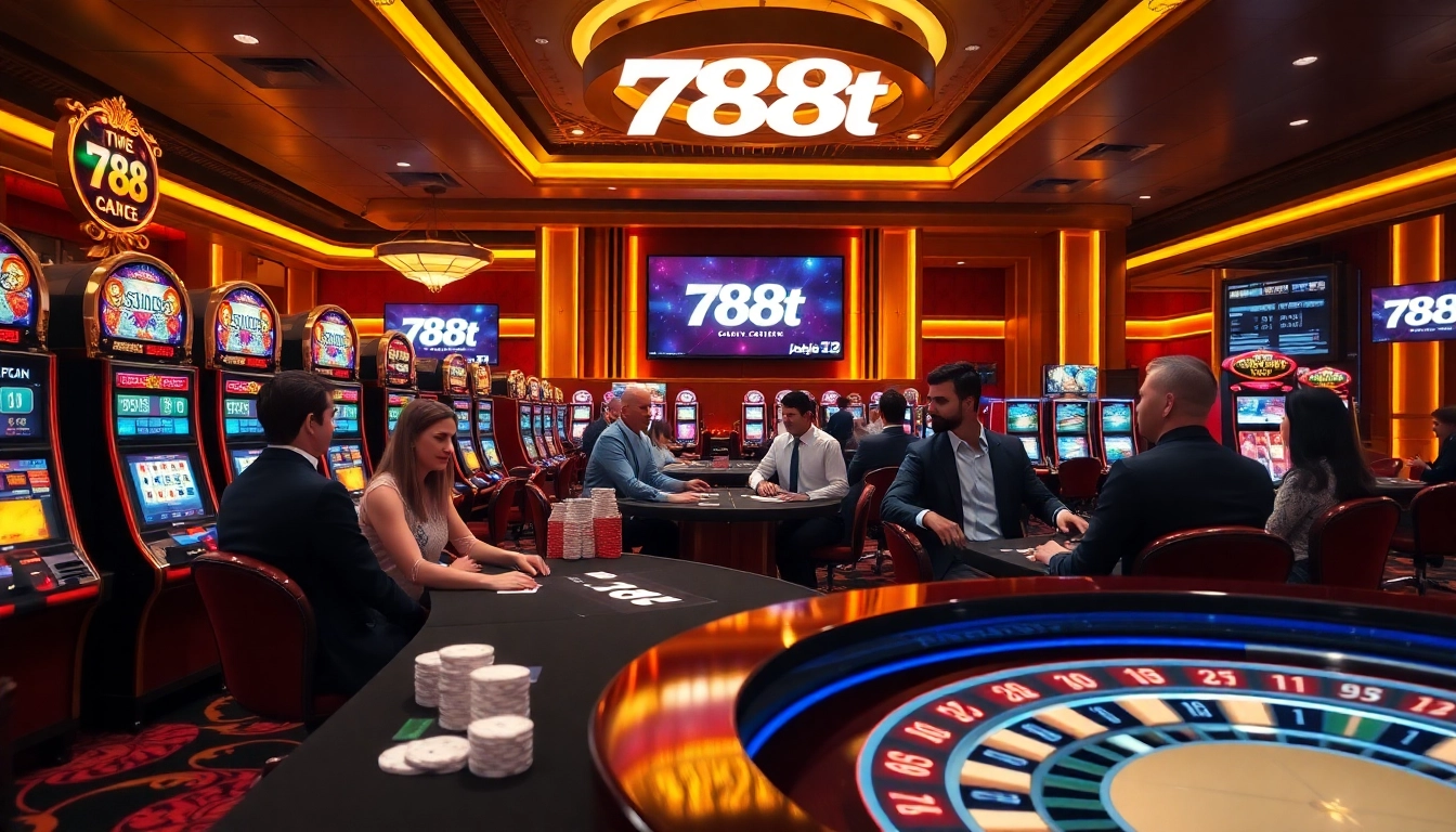 A vibrant casino scene showcasing players engaging with games, highlighting the excitement of 788t and casino activities.