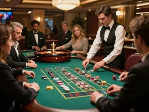 Experience the excitement of winning with 688v at an elegant roulette table.