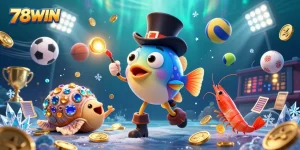 Engage in thrilling gameplay and winning moments at 78WIN with dynamic characters and vibrant casino elements.