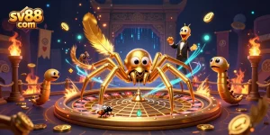 Experience thrilling gameplay at sv88 com with a golden web roulette wheel and dynamic characters.