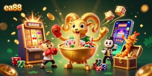 ea88 giant ramen bowl dealer stacking chips amidst colorful casino chaos